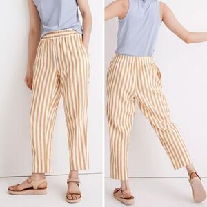 NEW Madewell Tapered Huston Pull-On Crop‎ Pants in Stripe, S, AN835